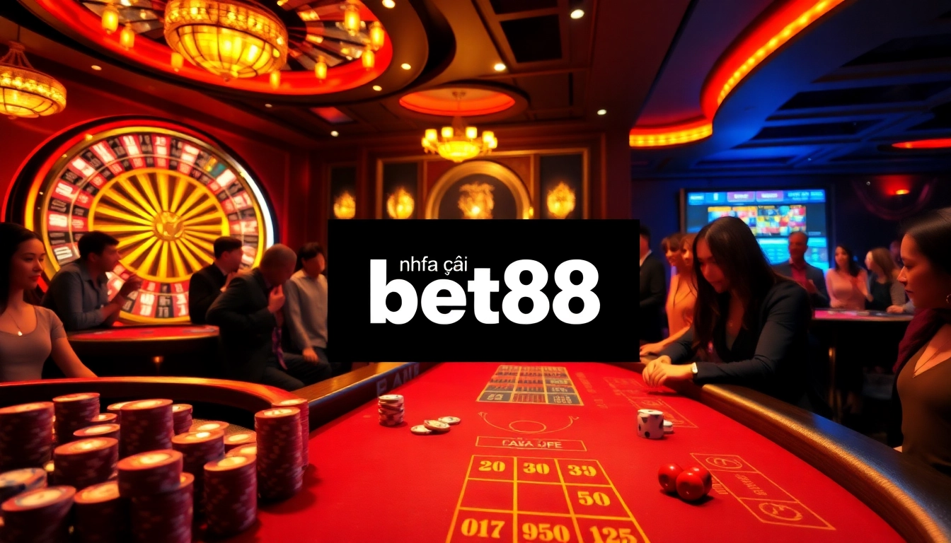 Engaging players at the nhà cái bet88 casino table with thrilling action and vibrant colors.